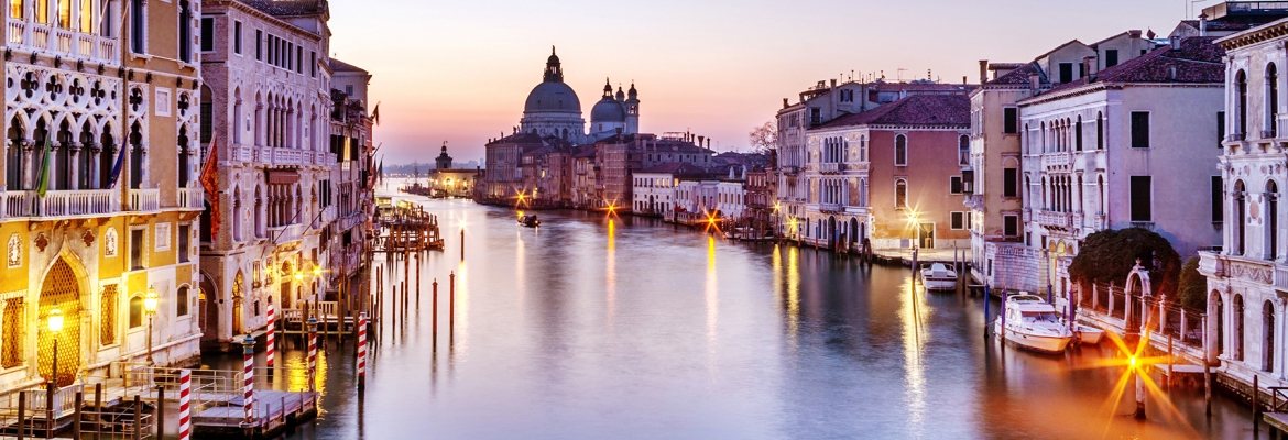 The Grand Canal in Venice at twilight